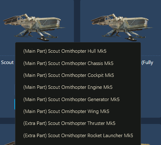 Ornithopter Crafting Materials List